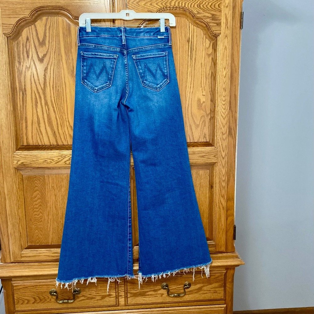 Mother Lil Roller Fray Work Hard Play Hard Light Wash Jeans Wide Leg Frayed 23 - Picture 13 of 16